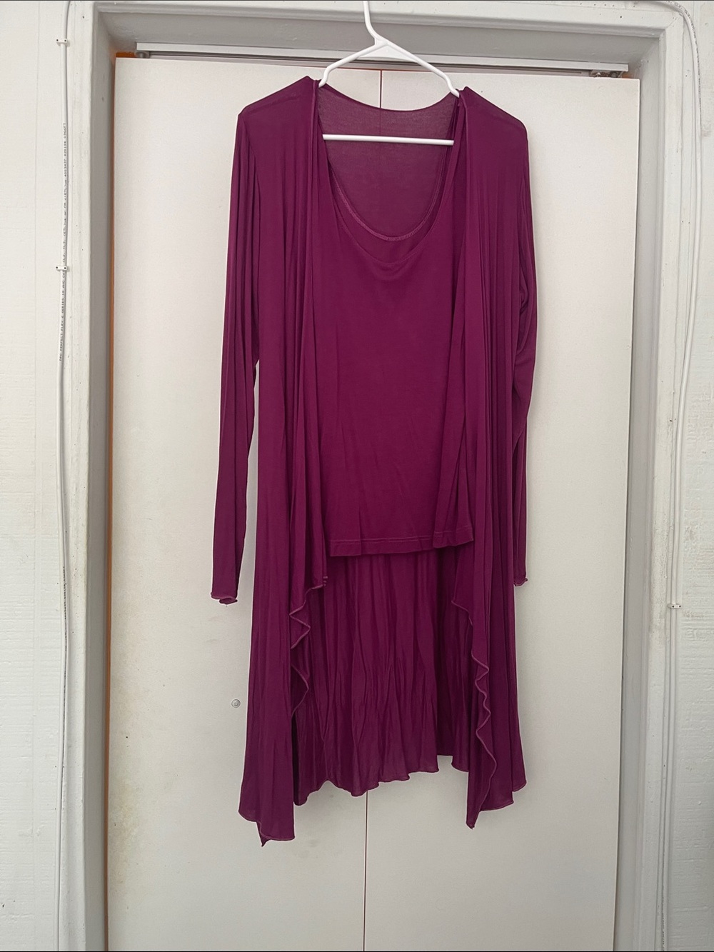 Women's Long Sleeve Draped Tunic Top - Plum
